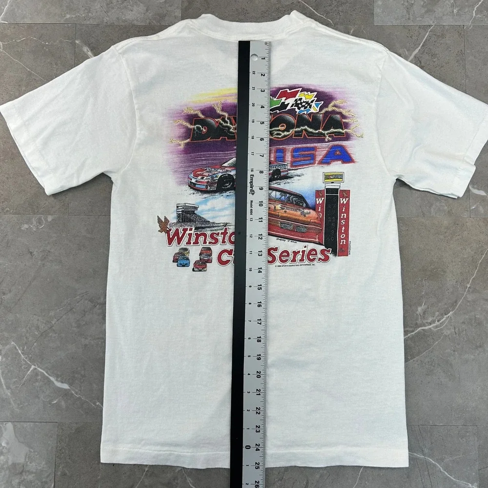 80s Vintage Nascar Winston Cup Graphic Tee Mens Medium Racing Pocket Shirt
